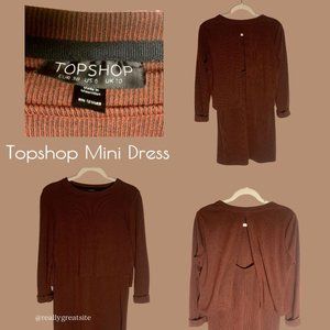 Topshop Burnt Maroon Slit Back Knit Mini Dress Size 6